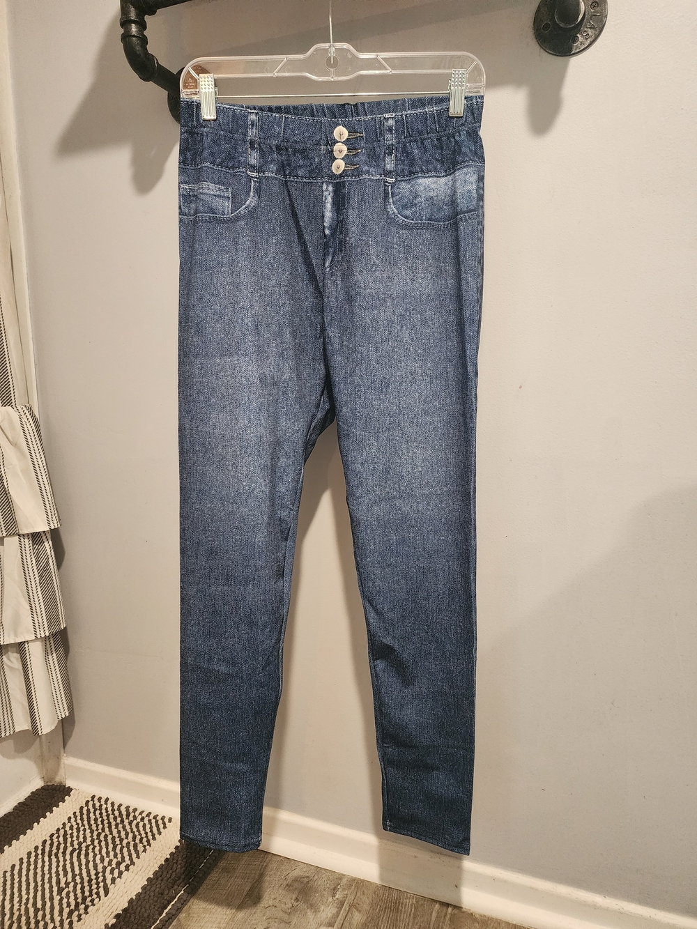 Women's Blue Denim Jeggings - Leggings XL Blue